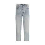 Brunello Cucinelli blue cotton straight-leg jeans with classic fit and clean design, displayed on a plain background.