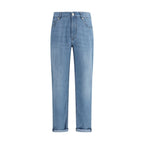 Brunello Cucinelli Blue Cotton Relaxed Fit Jeans Brunello Cucinelli