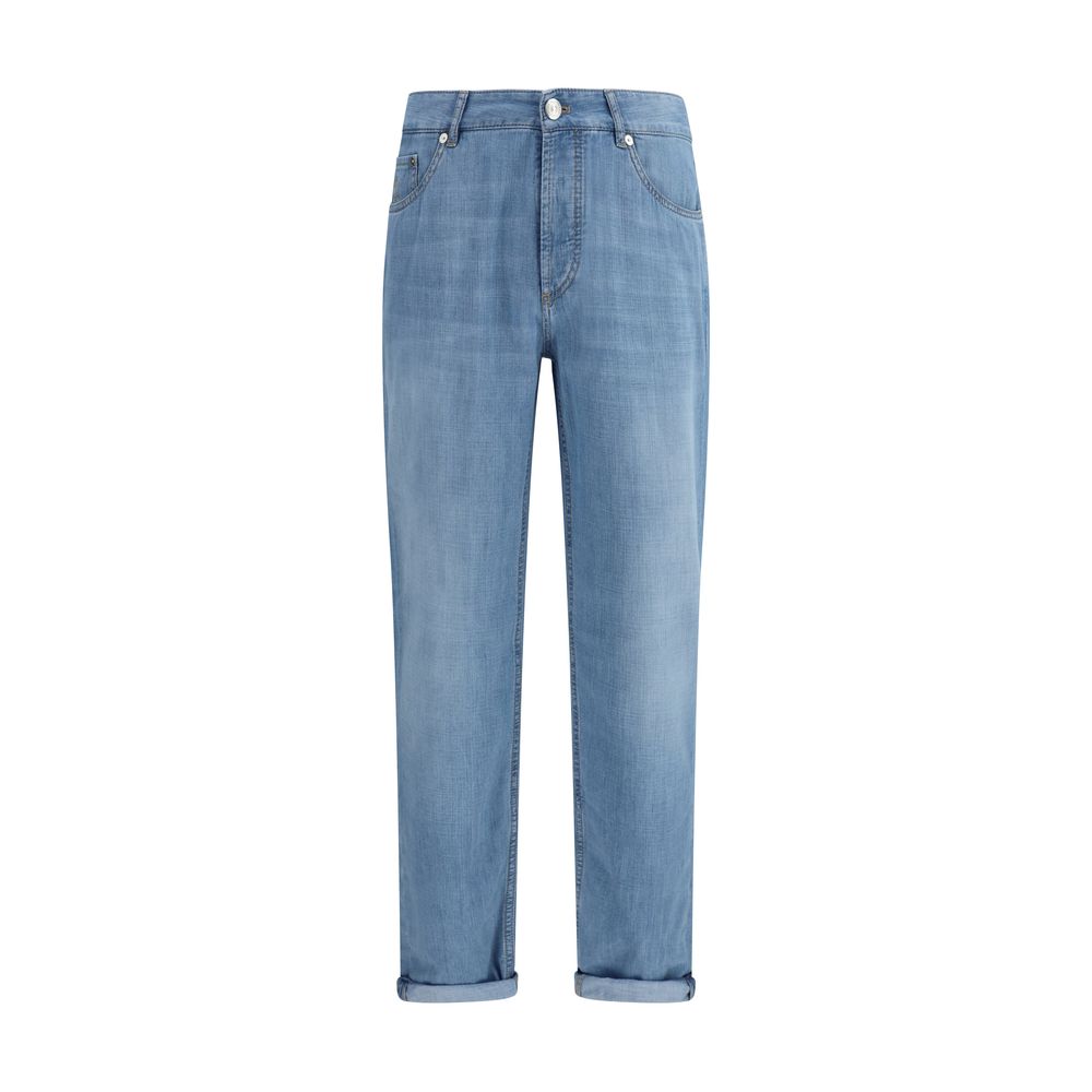 Brunello Cucinelli Blue Cotton Relaxed Fit Jeans Brunello Cucinelli