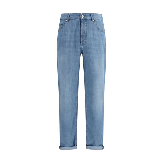 Brunello Cucinelli Blue Cotton Relaxed Fit Jeans Brunello Cucinelli