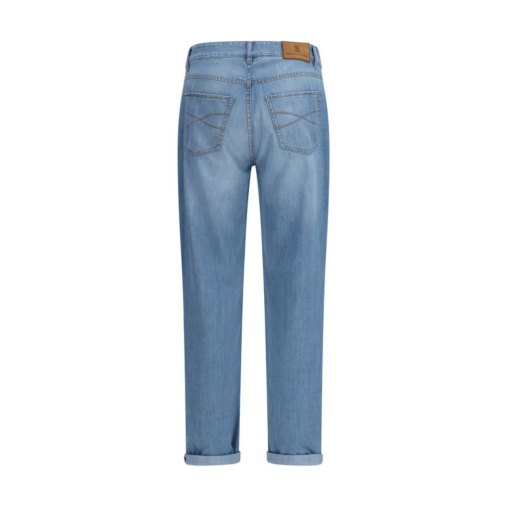 Brunello Cucinelli Blue Cotton Relaxed Fit Jeans Brunello Cucinelli