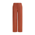 Brunello Cucinelli red linen casual pants with a relaxed fit and tailored waistband, displayed on a neutral background.