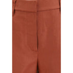 Brunello Cucinelli red linen casual pants with relaxed fit, featuring a comfortable waistband and tailored design for everyday wear.