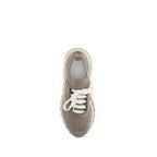 Beige Brunello Cucinelli cotton chunky sneakers with textured sole and minimalist design, showcasing stylish casual footwear.