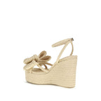 MACH & MACH Beige Raffia Wedge Sandals - Eljoys Fashion 