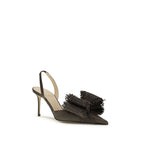 MACH & MACH brown raffia platform pumps with ankle straps and chunky heels, stylish and elegant footwear for women.
