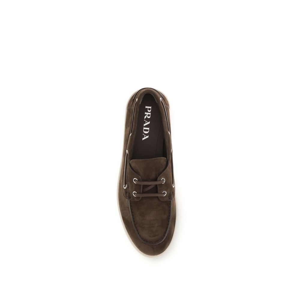 Prada Brown Calf Leather Bos Taurus Slip-On Loafers Prada