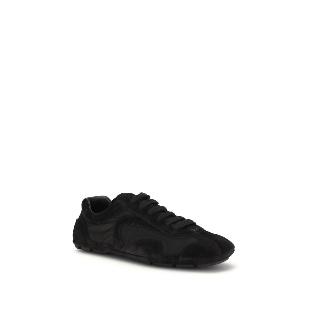 Prada Black Calf Leather Bos Taurus Athletic Sneakers Prada