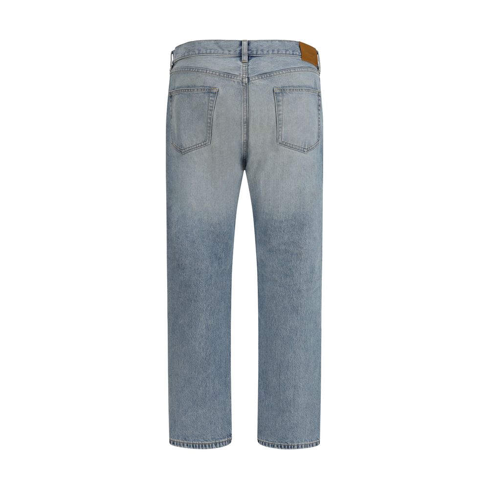 Saint Laurent Blue Cotton Straight-Leg Jeans Saint Laurent
