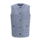 Gucci Blue Cotton Sleeveless Jacket