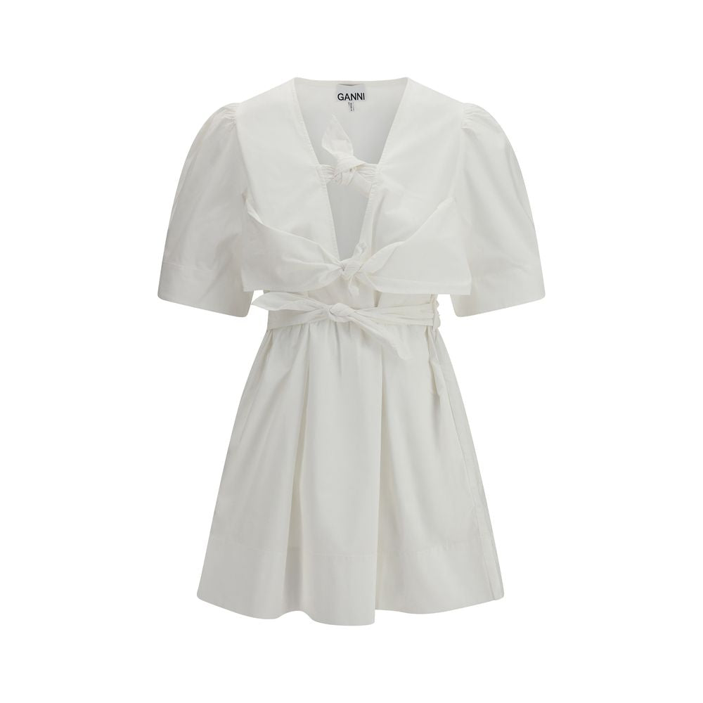 Ganni White Cotton Casual Dress Ganni