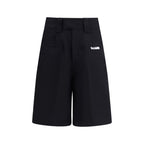 Black cotton Bermuda shorts by GCDS, featuring a relaxed fit and casual style perfect for everyday wear.
