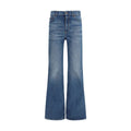 Chloé blue cotton flared jeans with high waist and wide leg opening, styled with casual clothing.