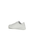 Dolce & Gabbana white calf leather Bos Taurus low top sneakers with lace-up design and sleek style.