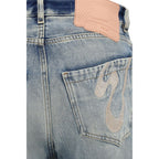 Blue viscose relaxed fit jeans from PDF Channel, showing the front view with a casual style and classic denim details.