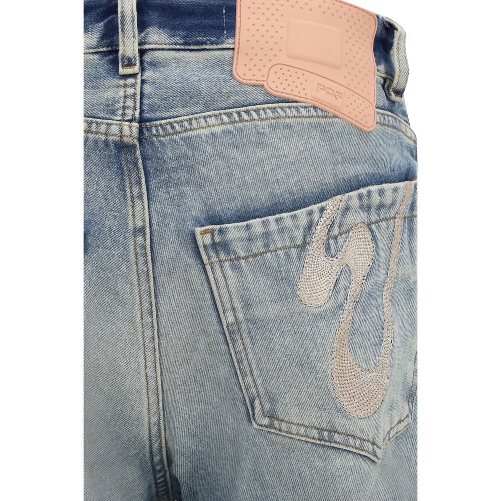 Blue viscose relaxed fit jeans from PDF Channel, showing the front view with a casual style and classic denim details.