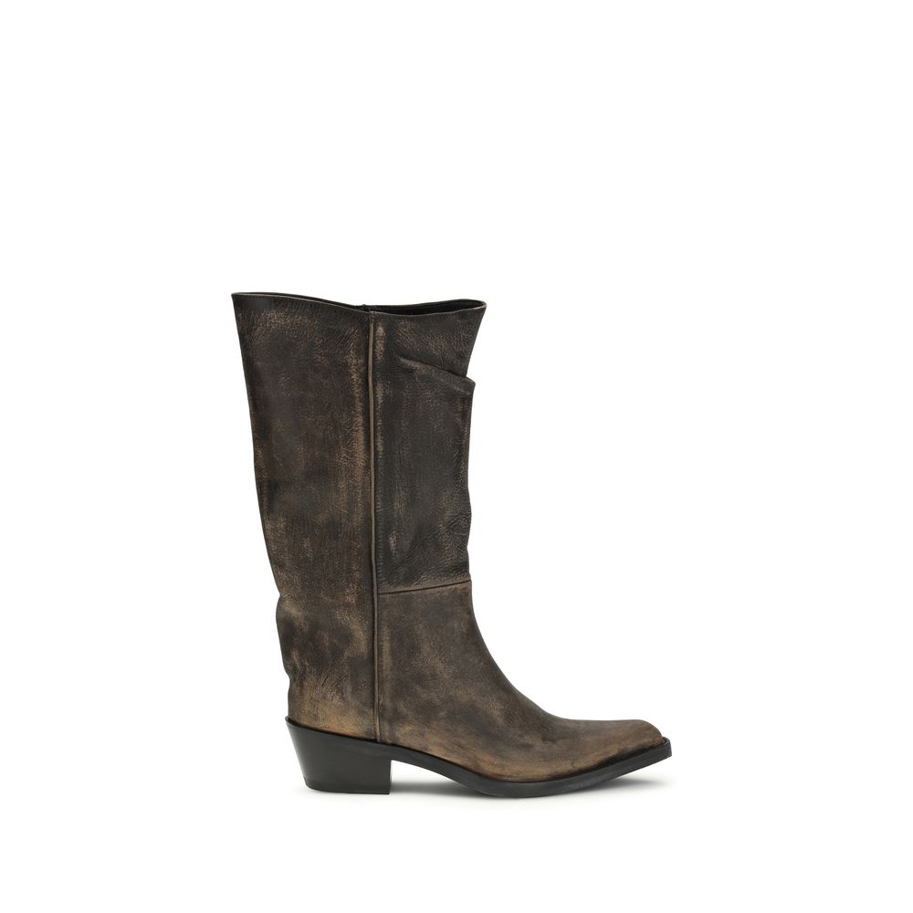 Khaite Brown Calf Leather Bos Taurus Boots Khaite