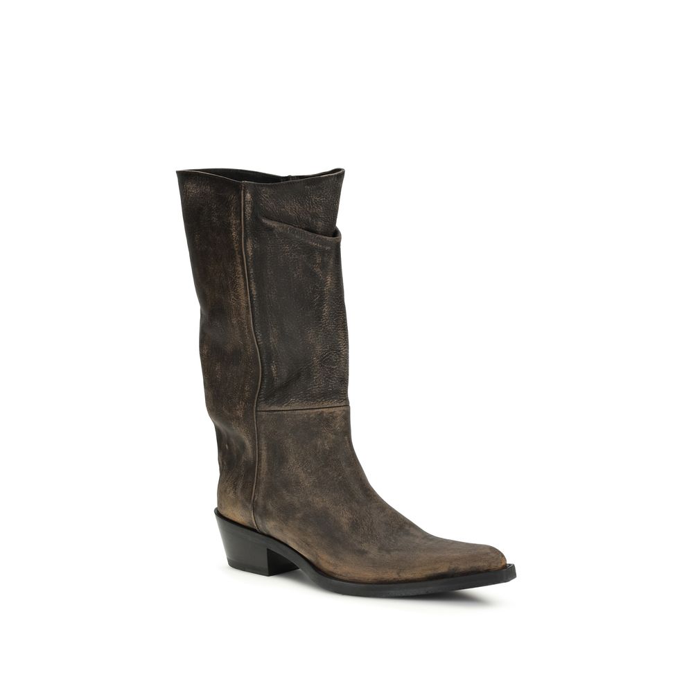 Khaite Brown Calf Leather Bos Taurus Boots Khaite