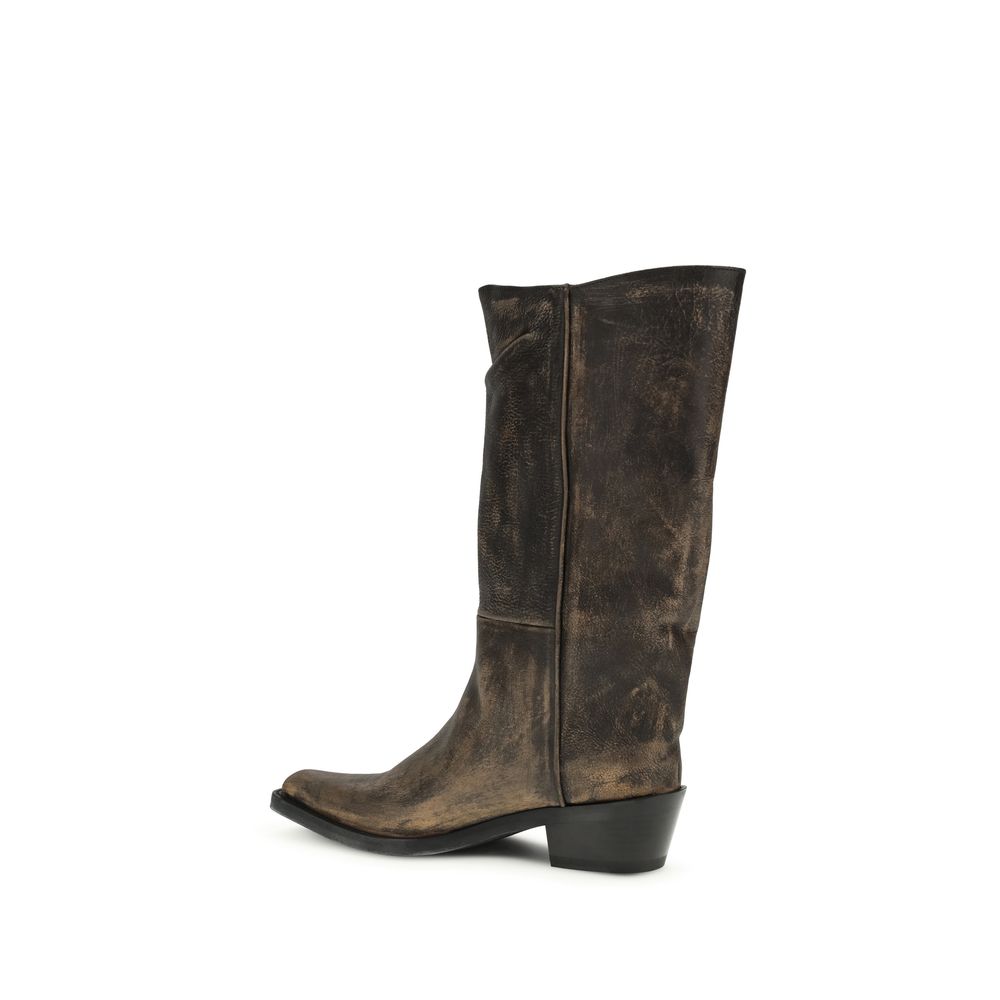 Khaite Brown Calf Leather Bos Taurus Boots Khaite