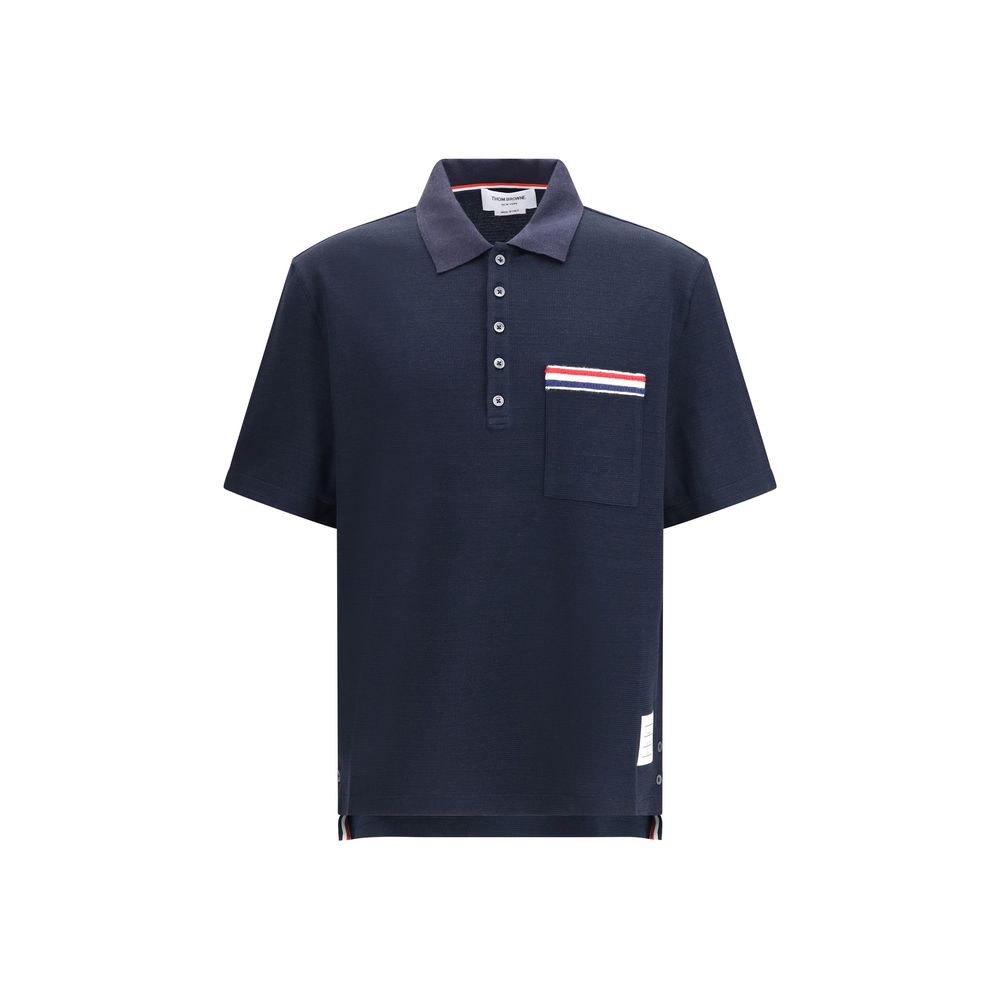 Thom Browne Blue Cotton Polo Shirt Thom Browne