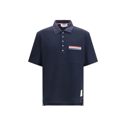 Thom Browne Blue Cotton Polo Shirt Thom Browne
