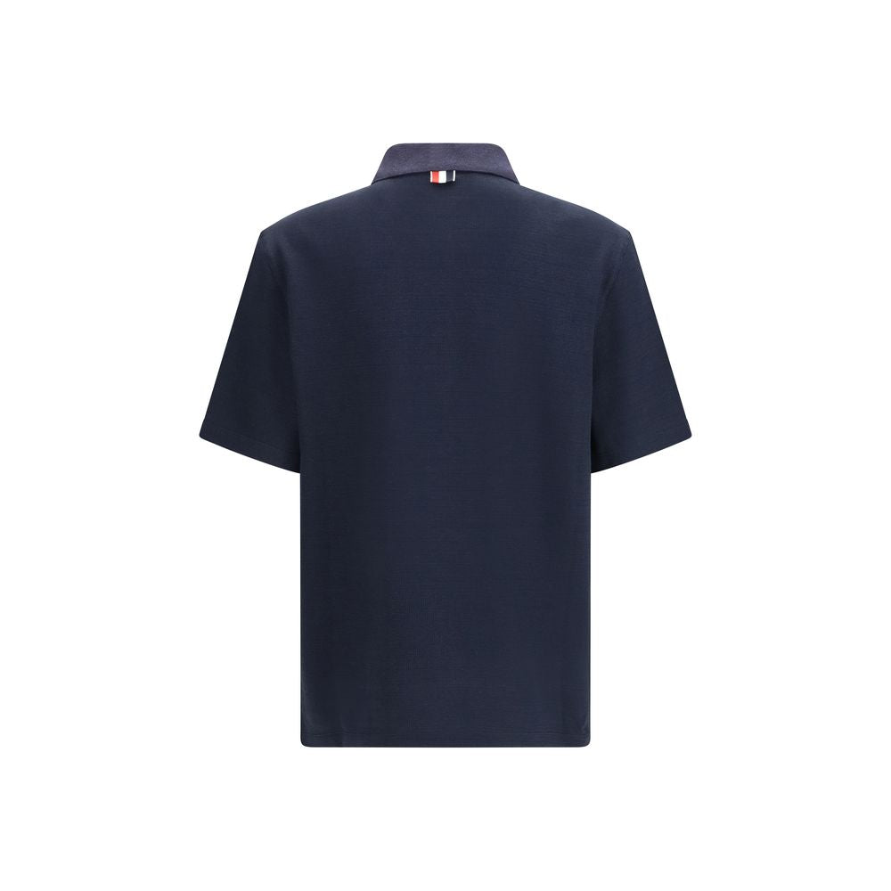 Thom Browne Blue Cotton Polo Shirt Thom Browne
