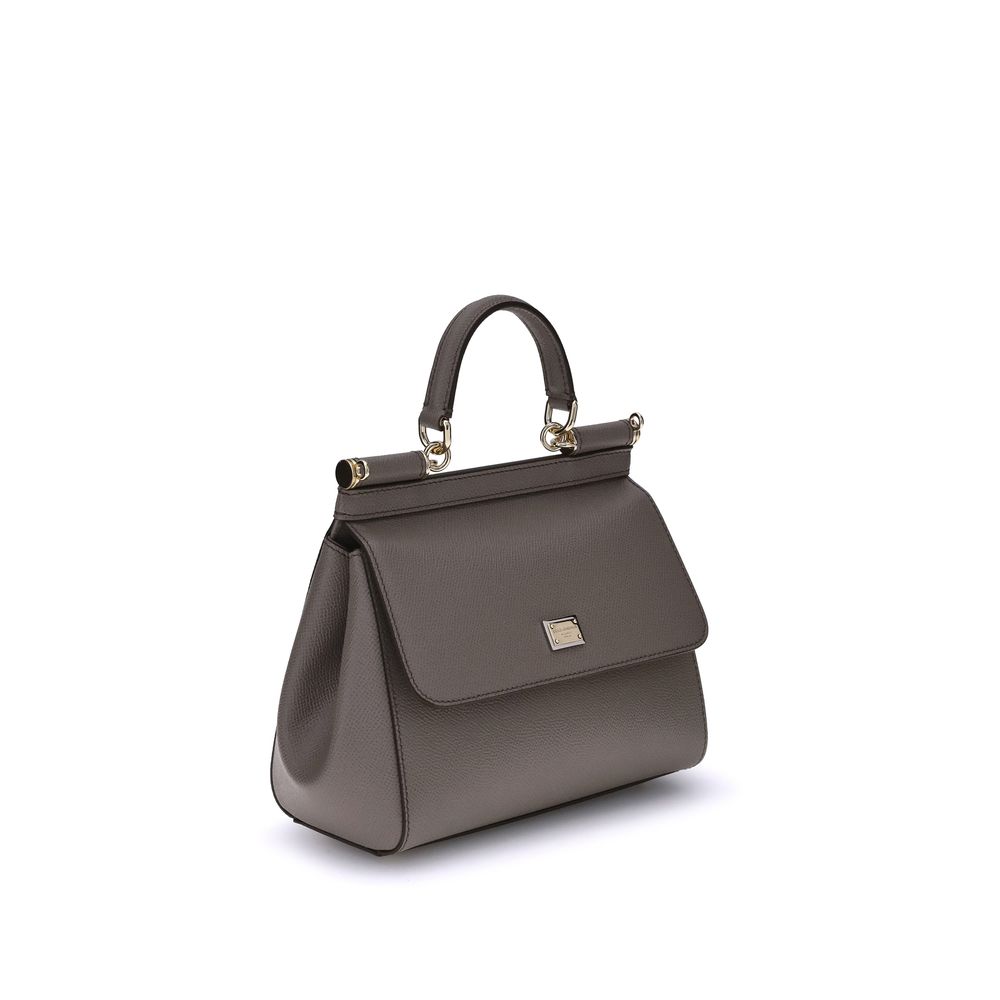 Dolce & Gabbana Gray Calf Leather Bos Taurus Shoulder Bag Dolce & Gabbana