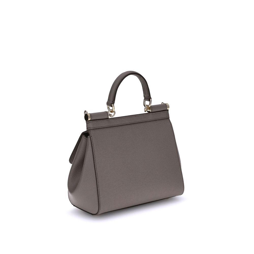 Dolce & Gabbana Gray Calf Leather Bos Taurus Shoulder Bag Dolce & Gabbana
