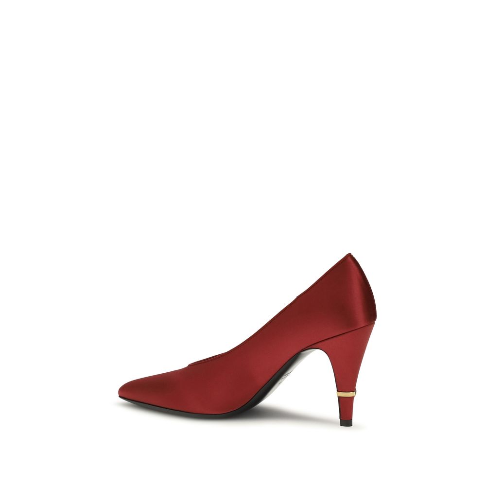 Red Versace viscose high heel pumps with pointed toes and elegant design, perfect for stylish formal occasions.