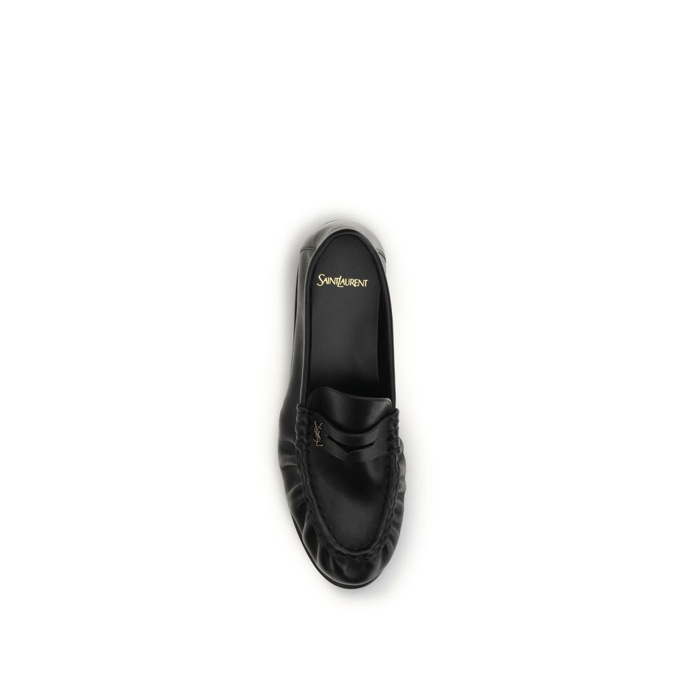 Saint Laurent Black Calf Leather Bos Taurus Slip-On Loafers Saint Laurent