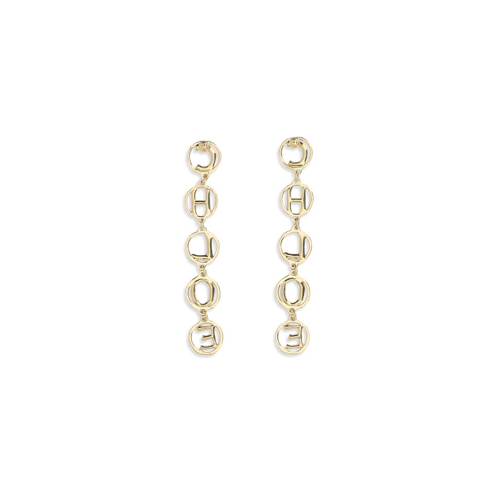 Chloé gold brass earrings with elegant design, featuring a polished finish and intricate detailing, perfect for stylish accessories.