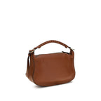 Chloé brown calf leather Bos Taurus shoulder bag with gold-tone hardware and structured design.