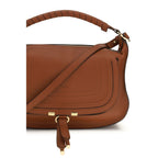 Chloé Brown Calf Leather Bos Taurus Shoulder Bag with gold hardware and adjustable shoulder strap.