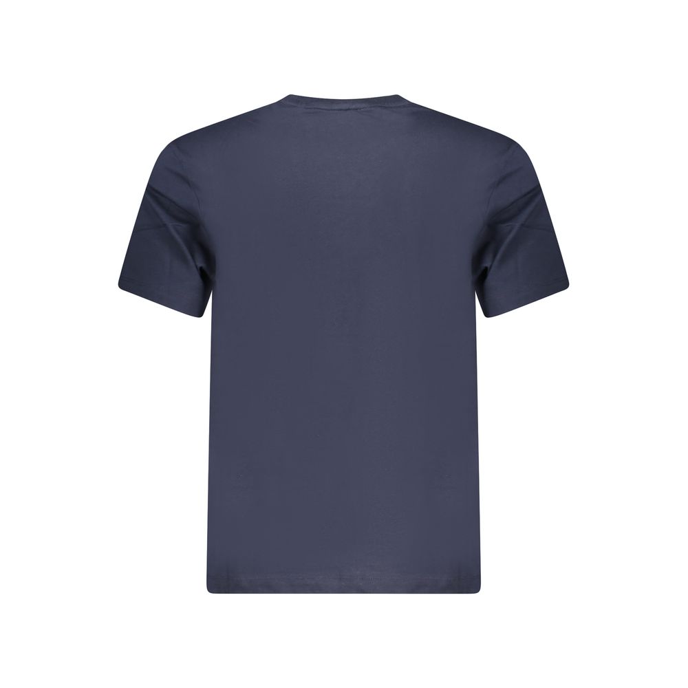 Blue Guess Jeans organic cotton men's T-shirt with a classic crew neck and casual fit, visible Guess logo on the front.