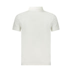 Hugo Boss Bianco cotton men's polo shirt with a classic collar and short sleeves, displayed on a plain background.
