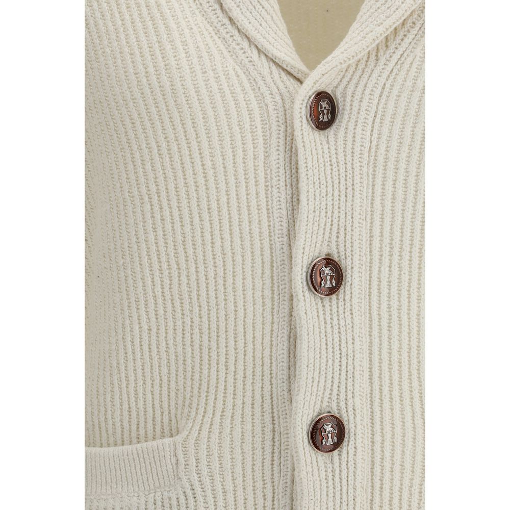 Brunello Cucinelli Beige Cotton Cardigan - Eljoys Fashion 