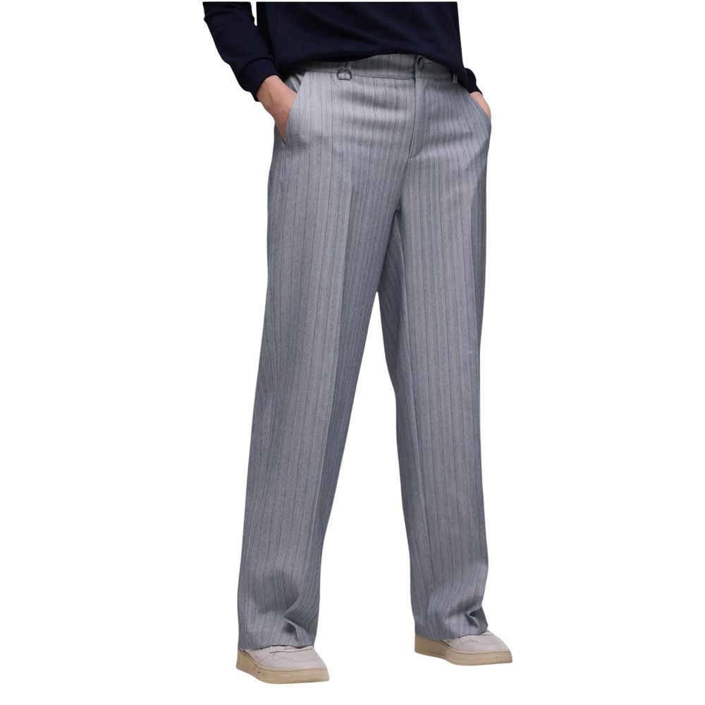 Street One blue polyester casual pants, relaxed fit with waistband and pockets, displayed on a hanger.