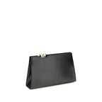 Black calf leather Jacquemus Bos Taurus shoulder bag with silver hardware and sleek design.