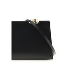 Jacquemus black calf leather Bos Taurus shoulder bag with gold-tone hardware and sleek design.