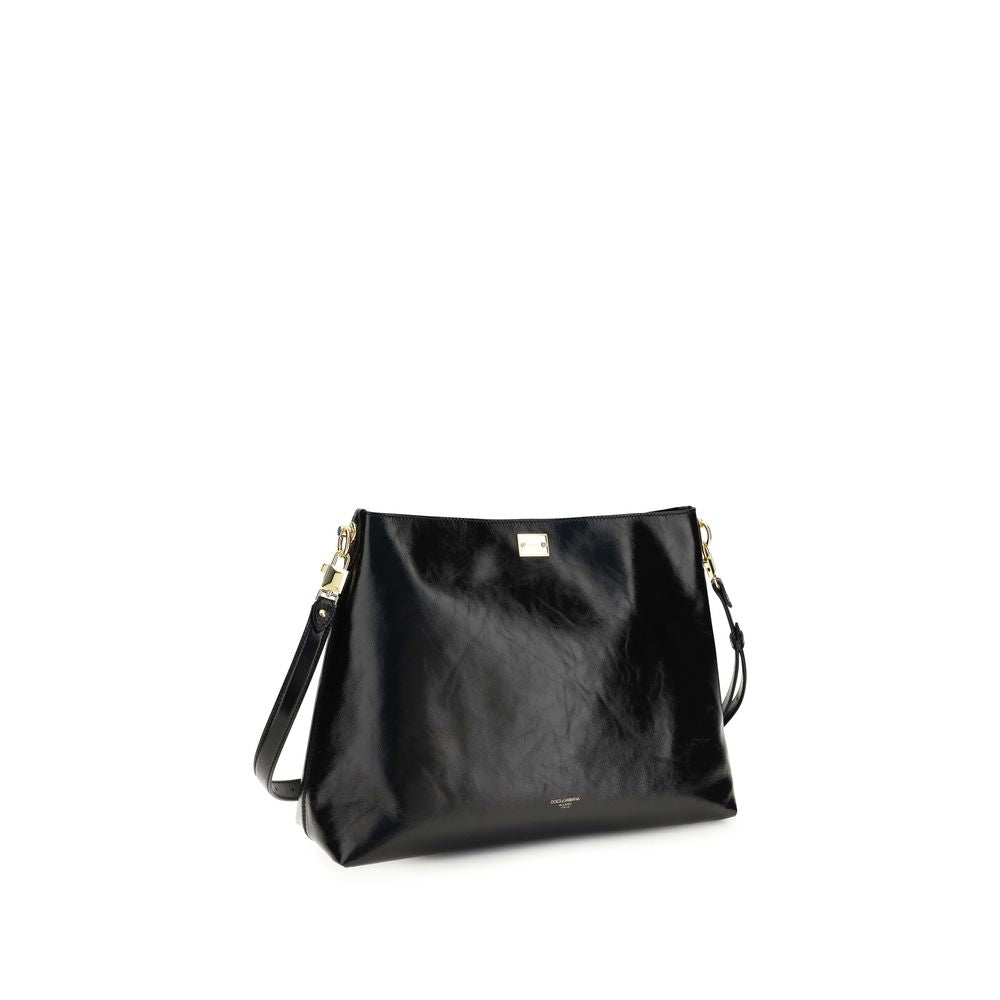 Dolce & Gabbana Black Calf Leather Bos Taurus Shoulder Bag Dolce & Gabbana