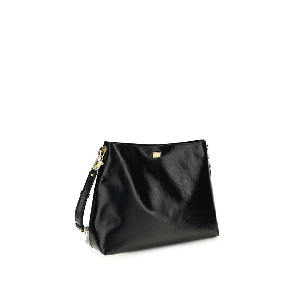 Dolce & Gabbana Black Calf Leather Bos Taurus Shoulder Bag Dolce & Gabbana
