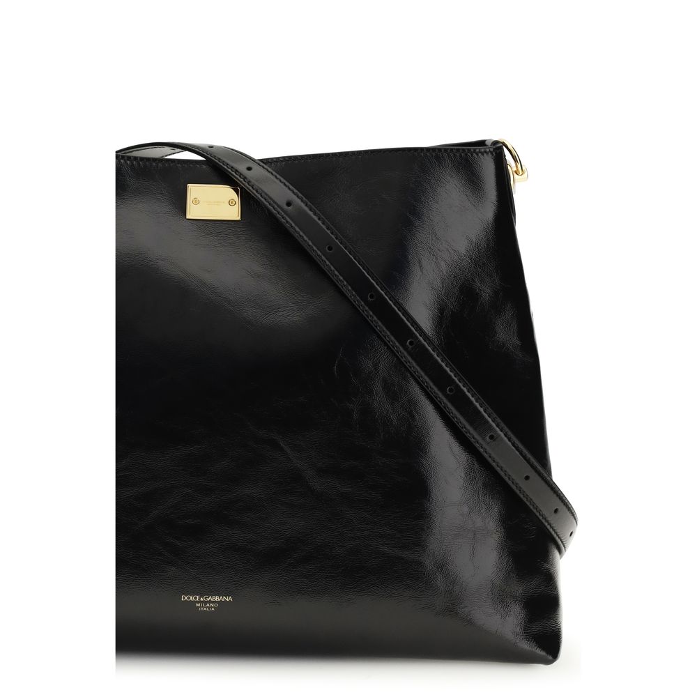 Dolce & Gabbana Black Calf Leather Bos Taurus Shoulder Bag Dolce & Gabbana