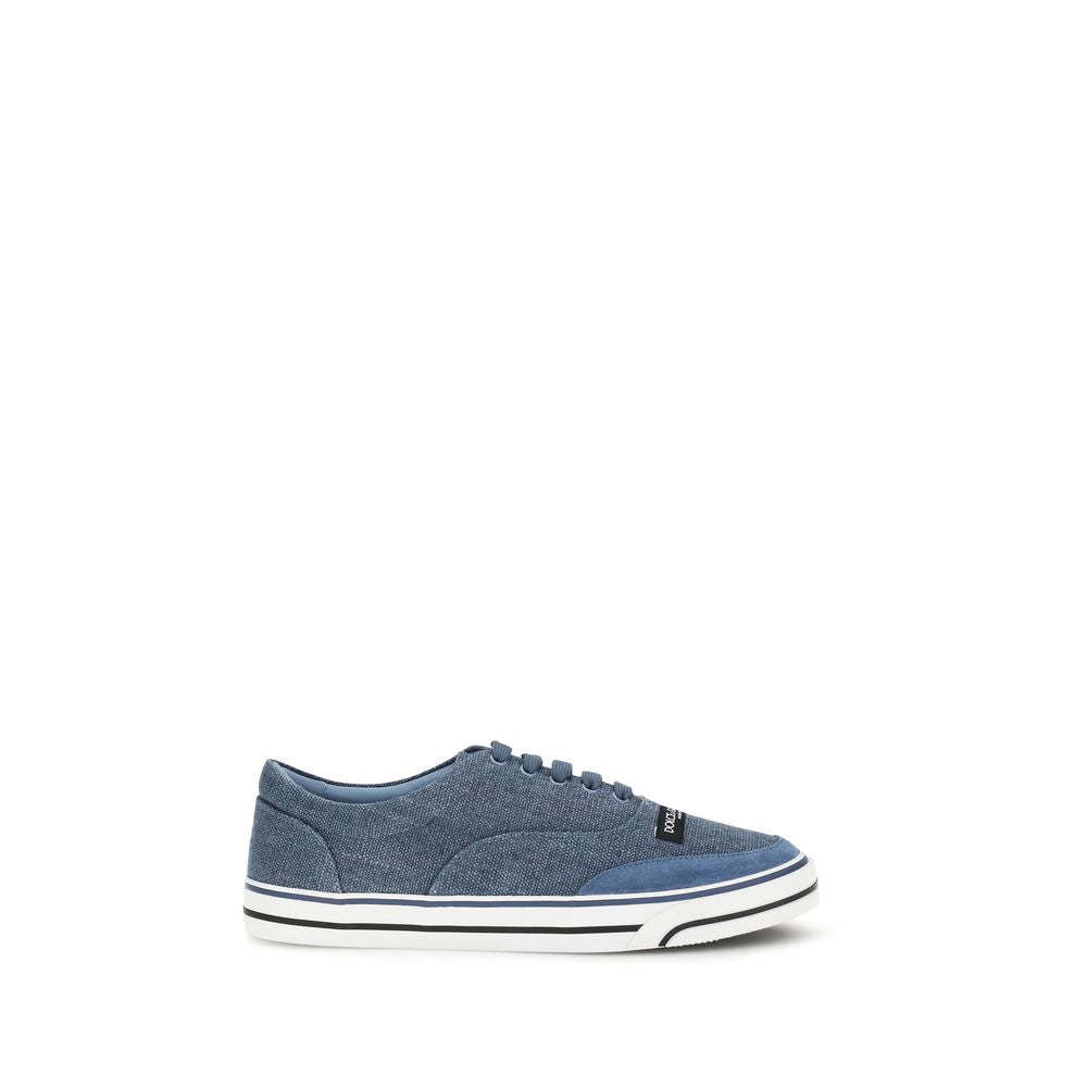 Dolce & Gabbana Blue Linen Low Top Sneakers - Eljoys Fashion 