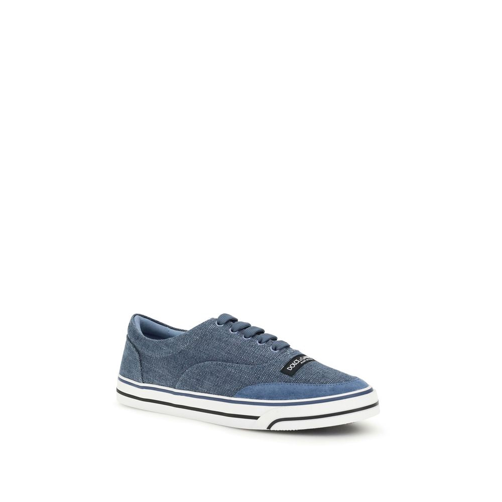 Dolce & Gabbana Blue Linen Low Top Sneakers - Eljoys Fashion 