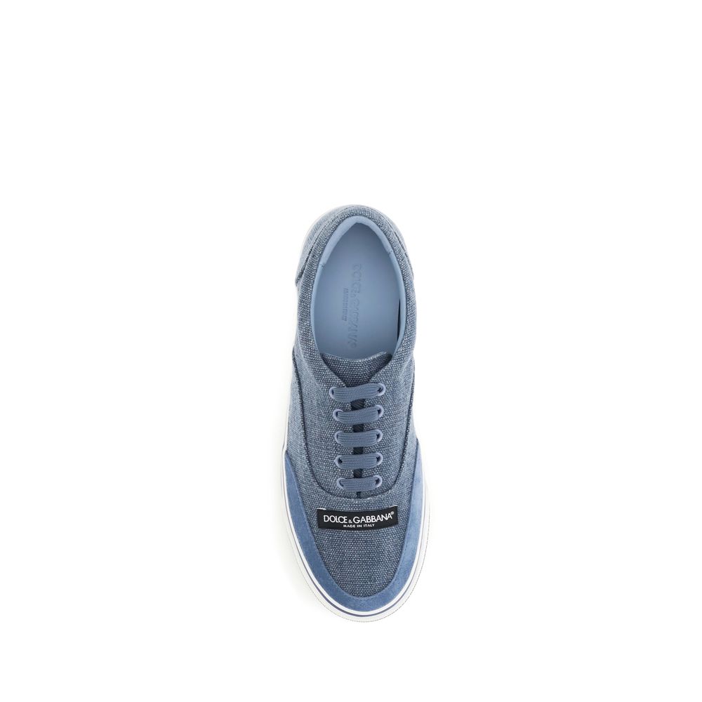 Dolce & Gabbana Blue Linen Low Top Sneakers - Eljoys Fashion 
