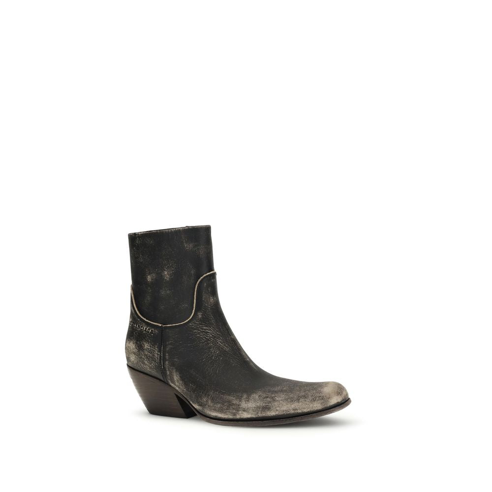 Balenciaga Black Calf Leather Bos Taurus Ankle Boots Balenciaga