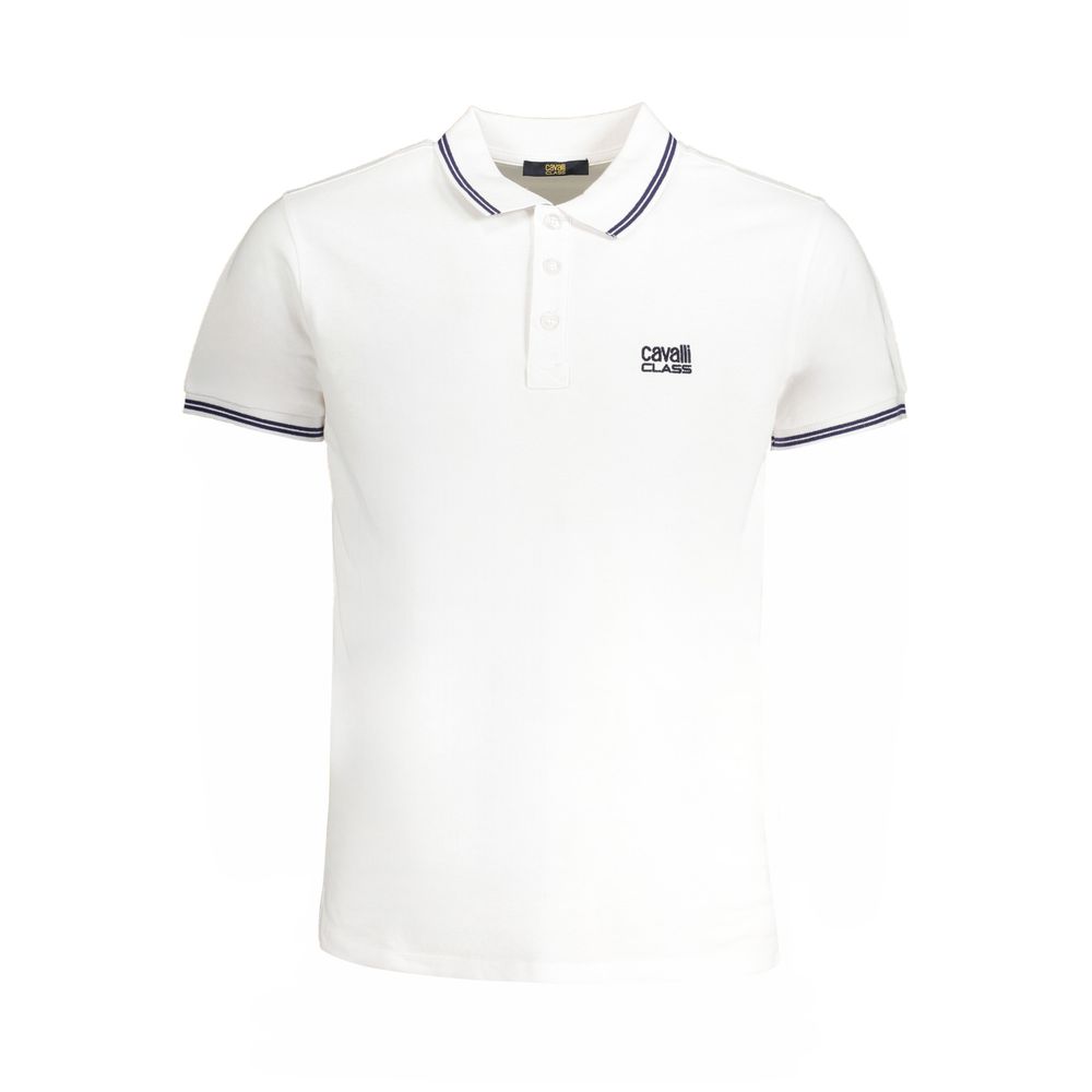 Cavalli Class Bianco Cotton Men Polo Cavalli Class