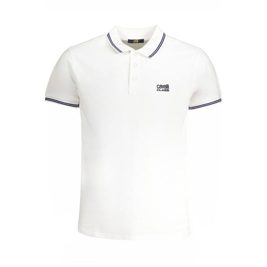 Cavalli Class Bianco Cotton Men Polo Cavalli Class