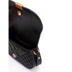 Versace Black Leather Quilted Shoulder Strap Bag