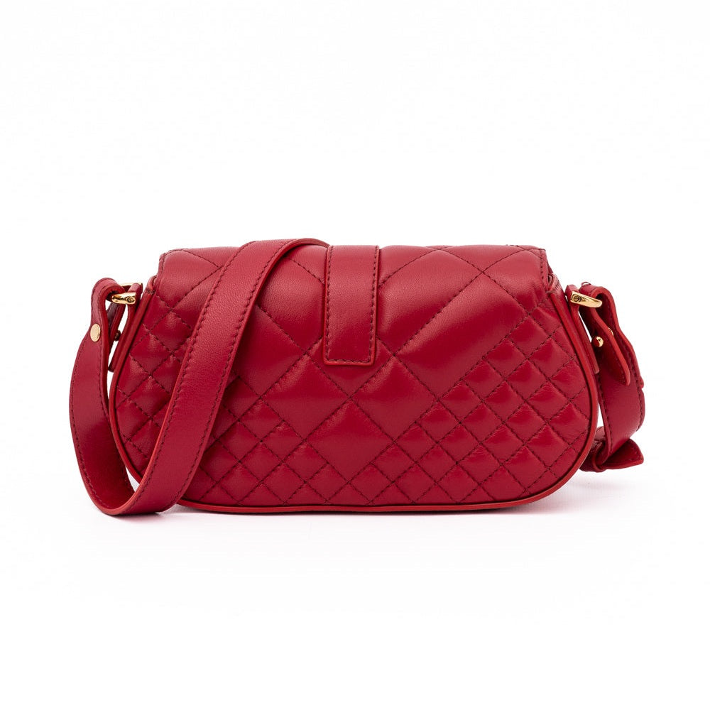Versace Red Leather Quilted Shoulder Strap Bag Versace